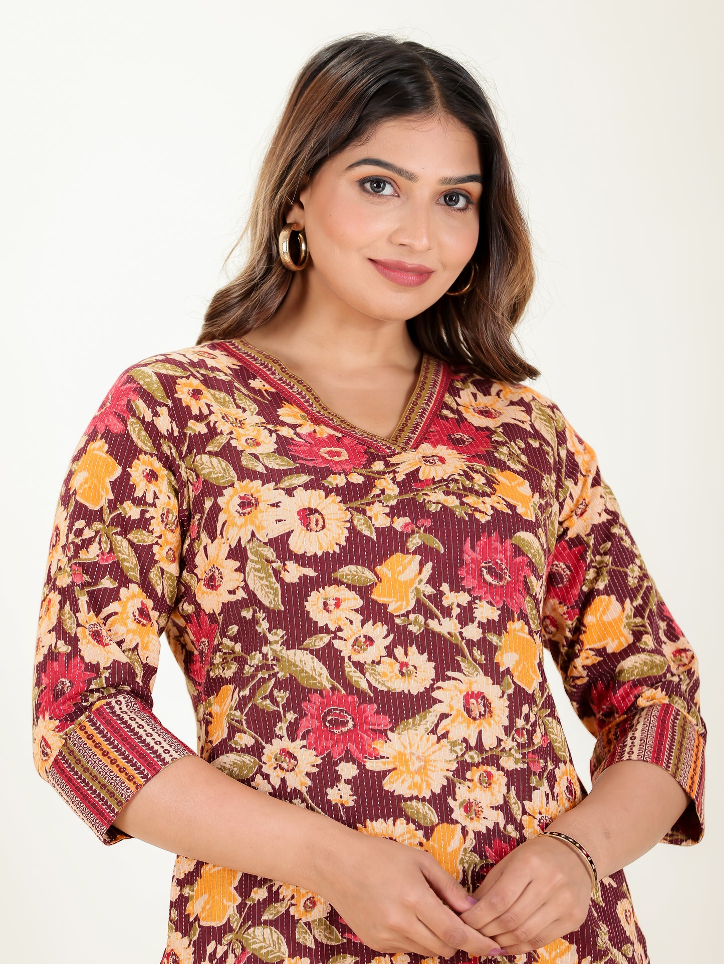 Kantha Cotton Floral Kurta