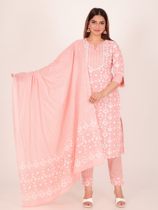Soft Cotton Ikat Straight Orange Kurta