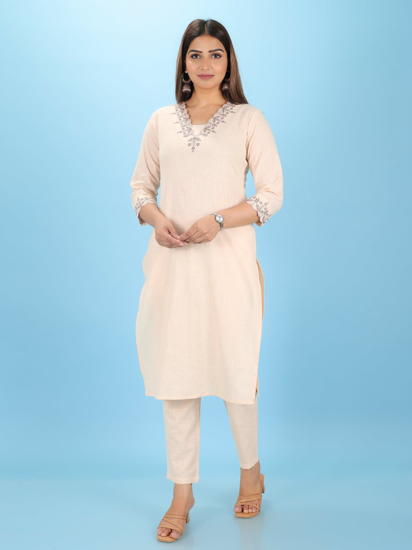 Linen Cotton Solid Kurta