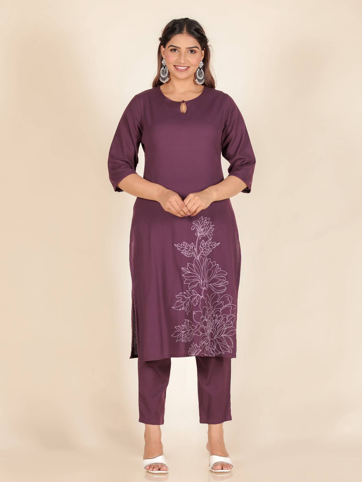 Linen Cotton Solid Kurta