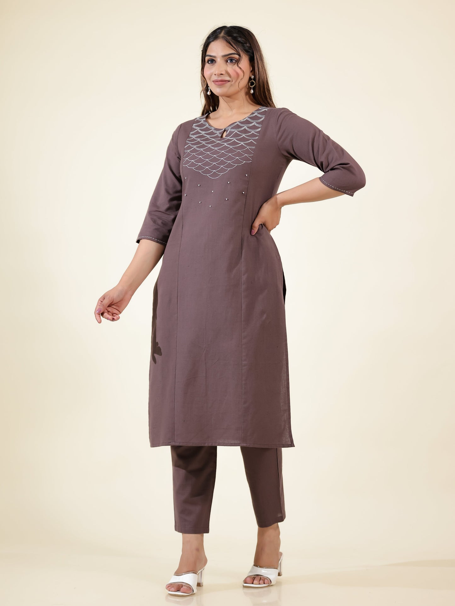 Linen Cotton Solid Kurta