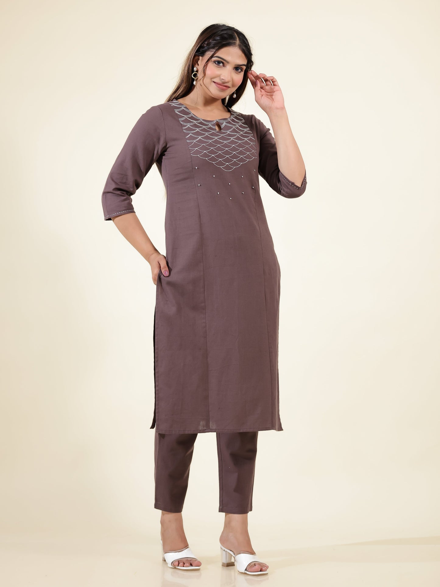 Linen Cotton Solid Kurta