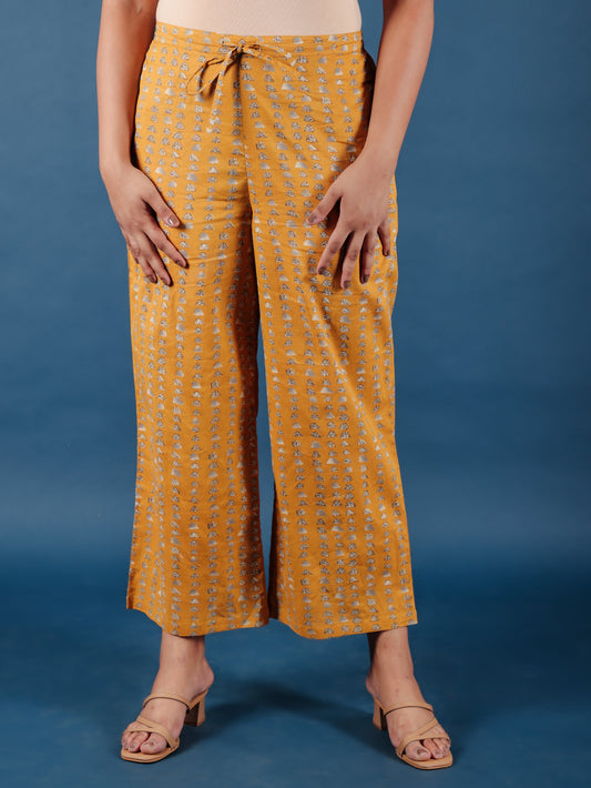 Soft Cotton Abstract Yellow Palazzo