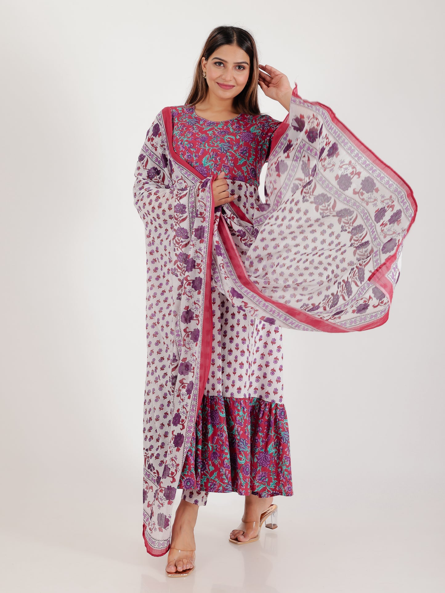 Voile Cotton Floral Dupatta