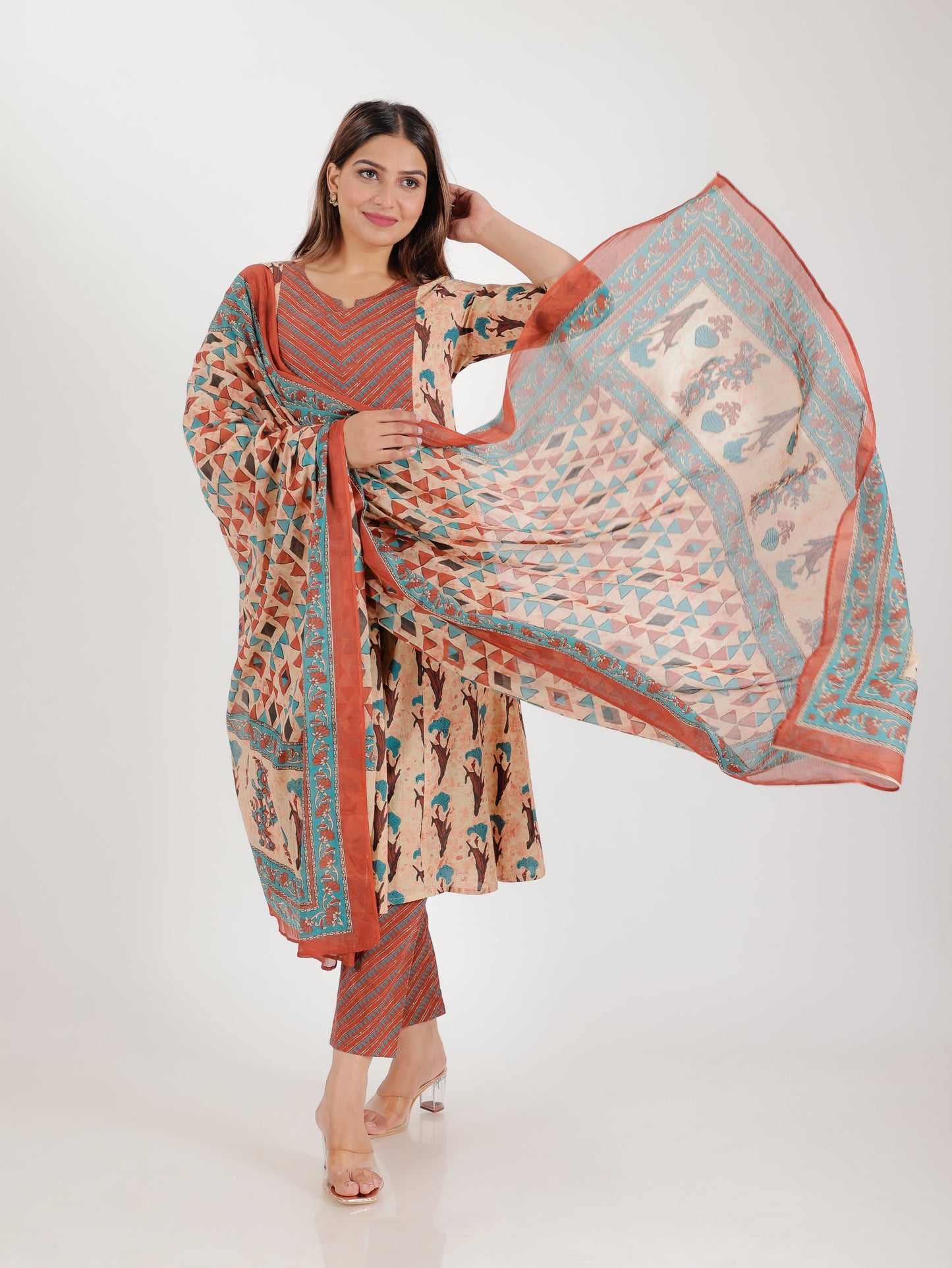 Soft Cotton Geometric Dupatta