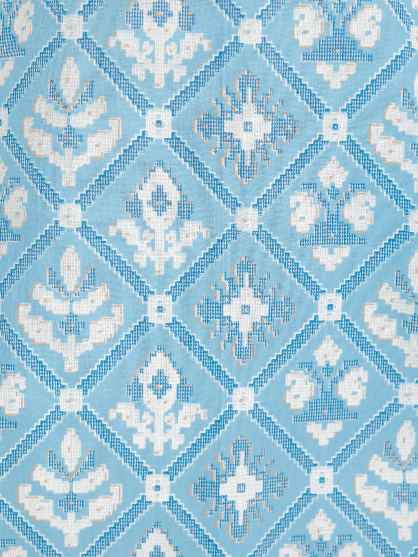 Soft Cotton Ikat Straight Blue Kurta