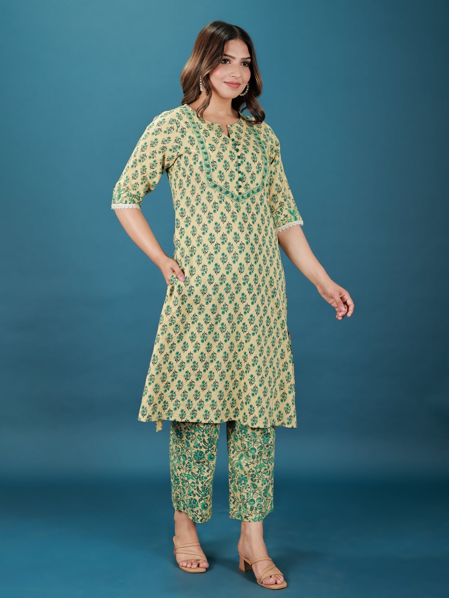 Kantha Cotton Floral Kurta