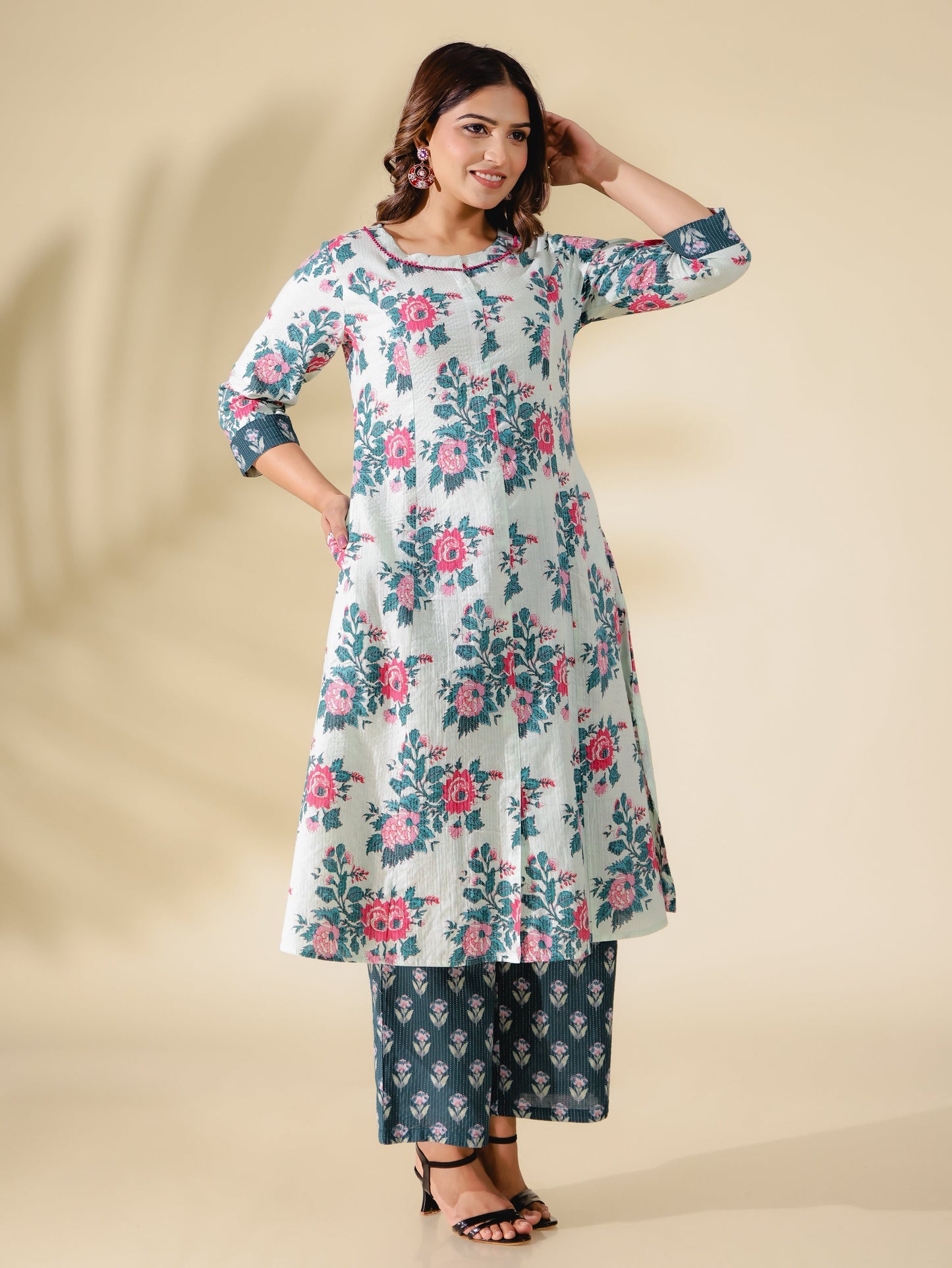 Kantha Cotton Floral Kurta