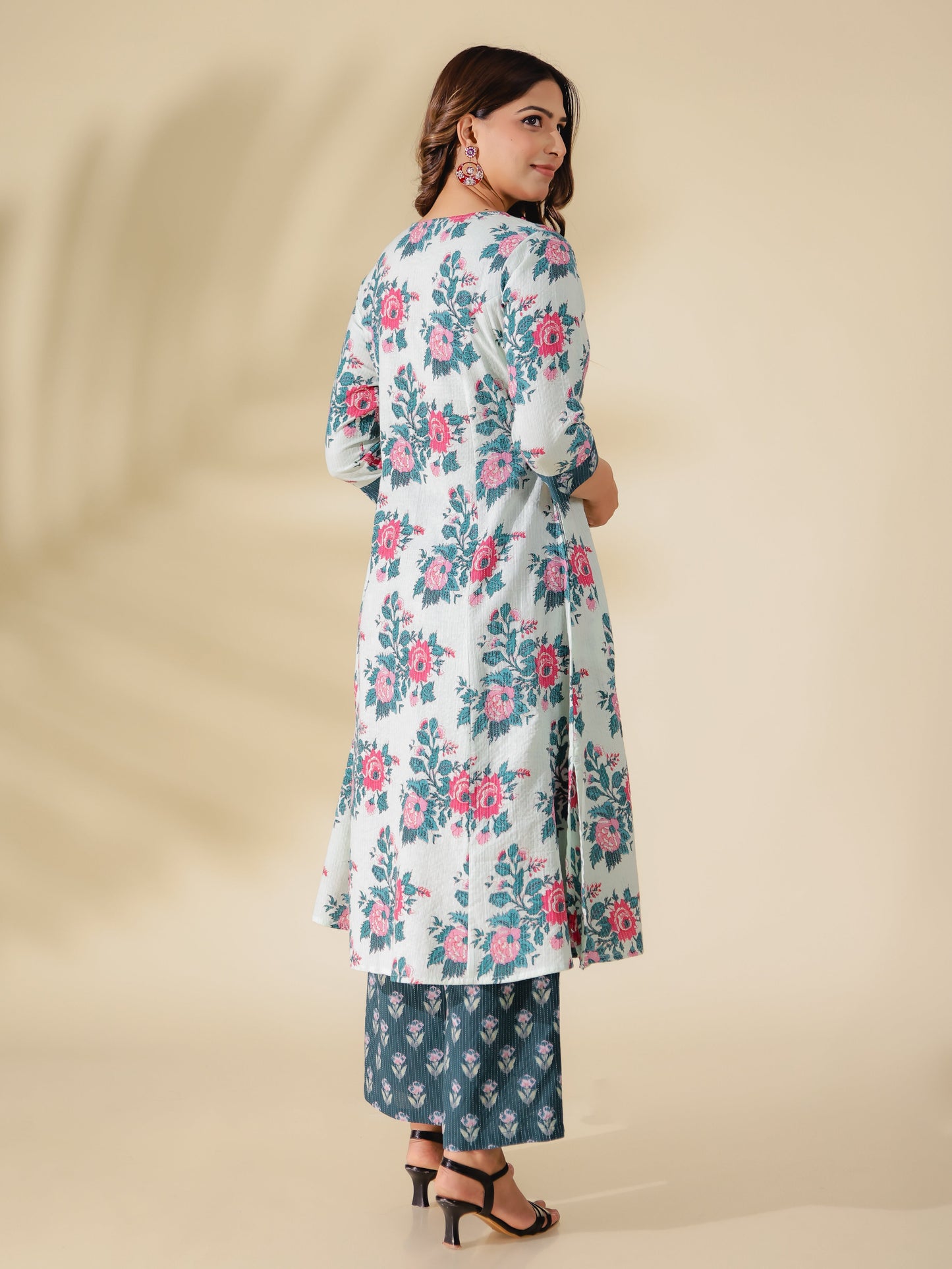 Kantha Cotton Floral Kurta