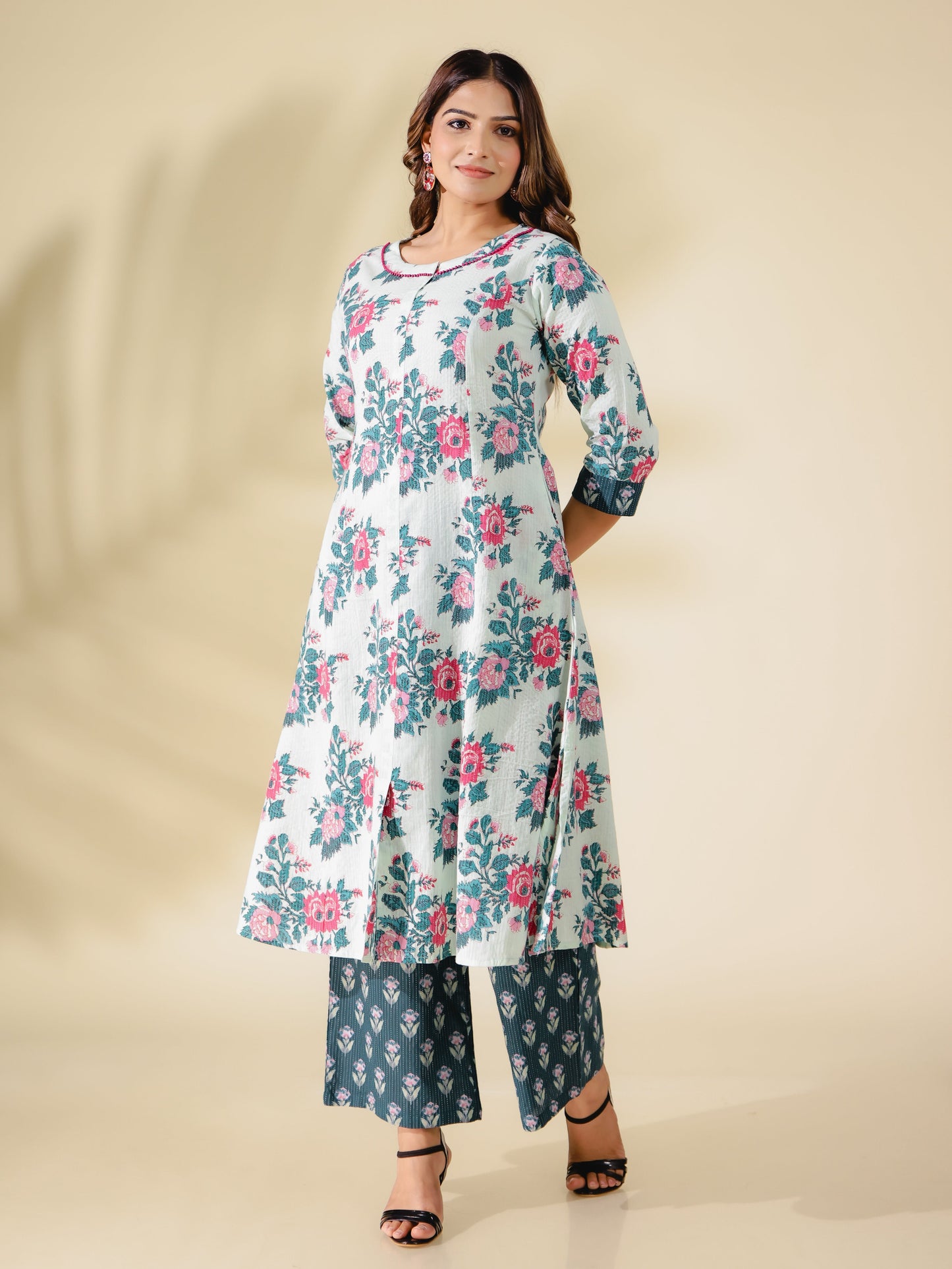 Kantha Cotton Floral Kurta