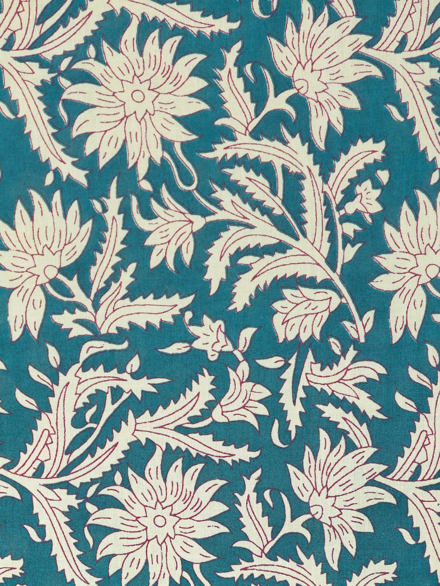 Embroidered Soft Cotton Block Print Straight Teal Kurta