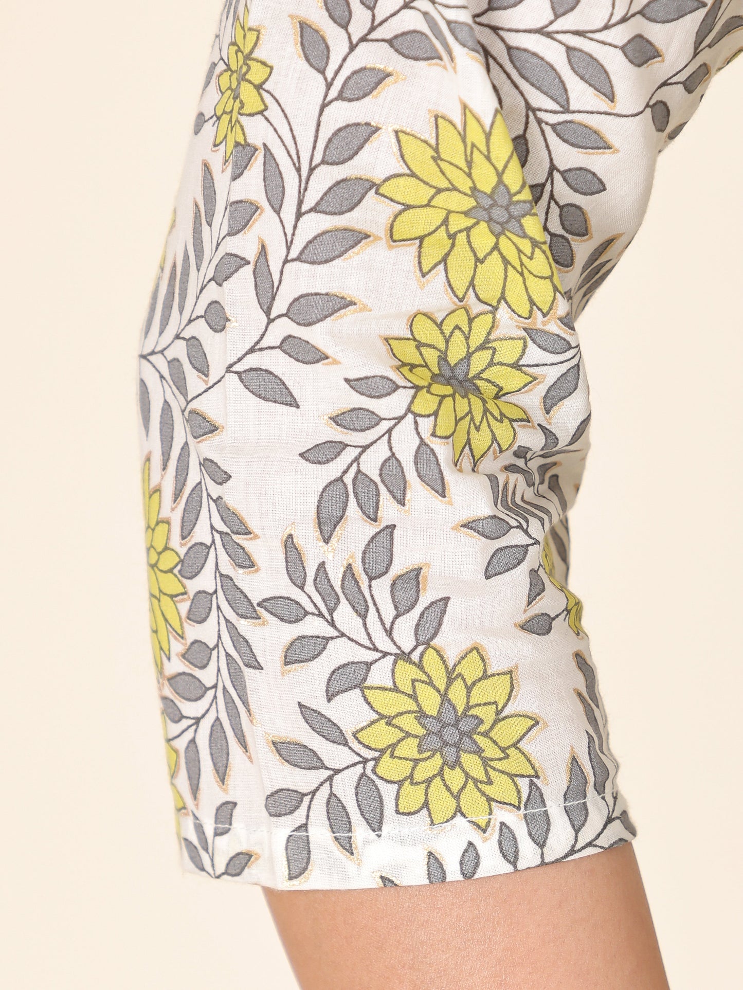 Soft Cotton Floral A-line Yellow Kurta