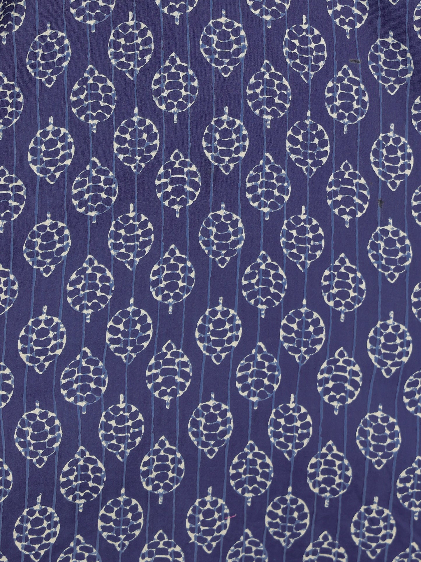 Embroidered Soft Cotton Block Print Straight Indigo Blue