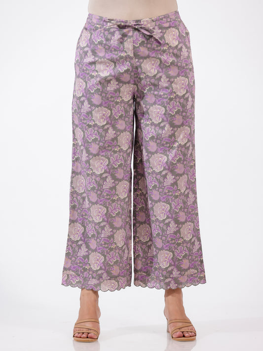 Soft Cotton Floral Grey Palazzo