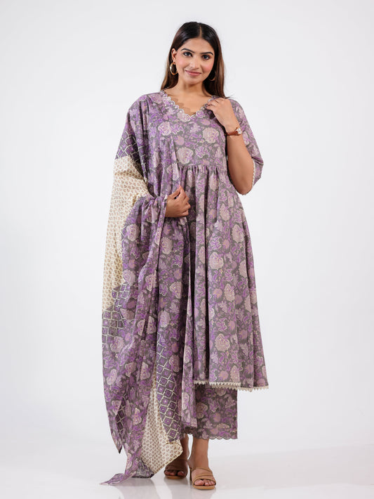 Voile Cotton Geometric Cream Dupatta