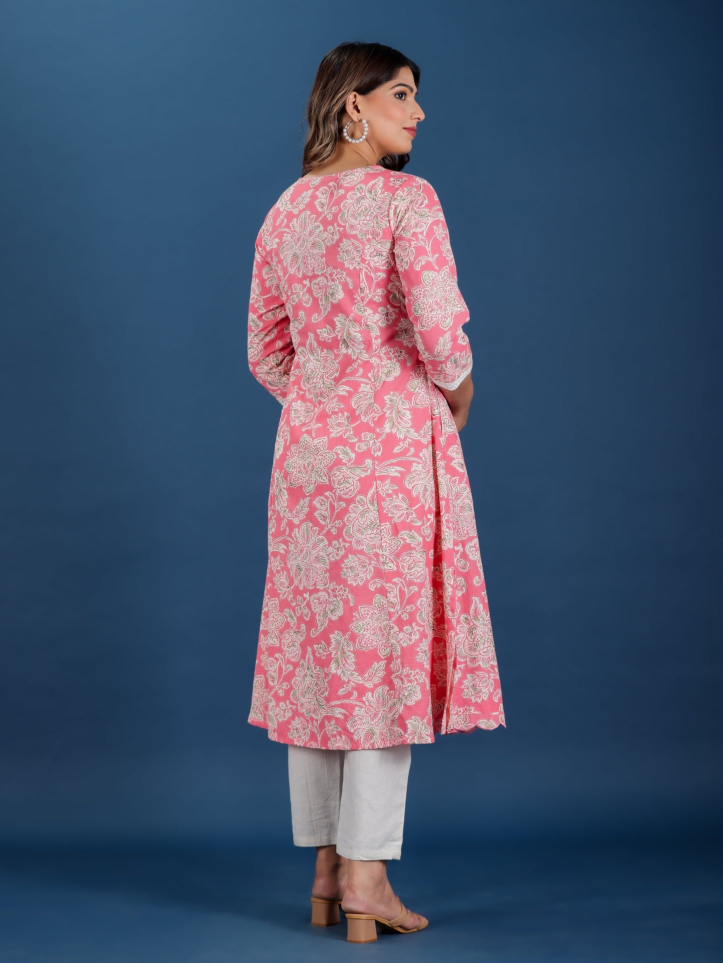 Linen Cotton Floral Kurta