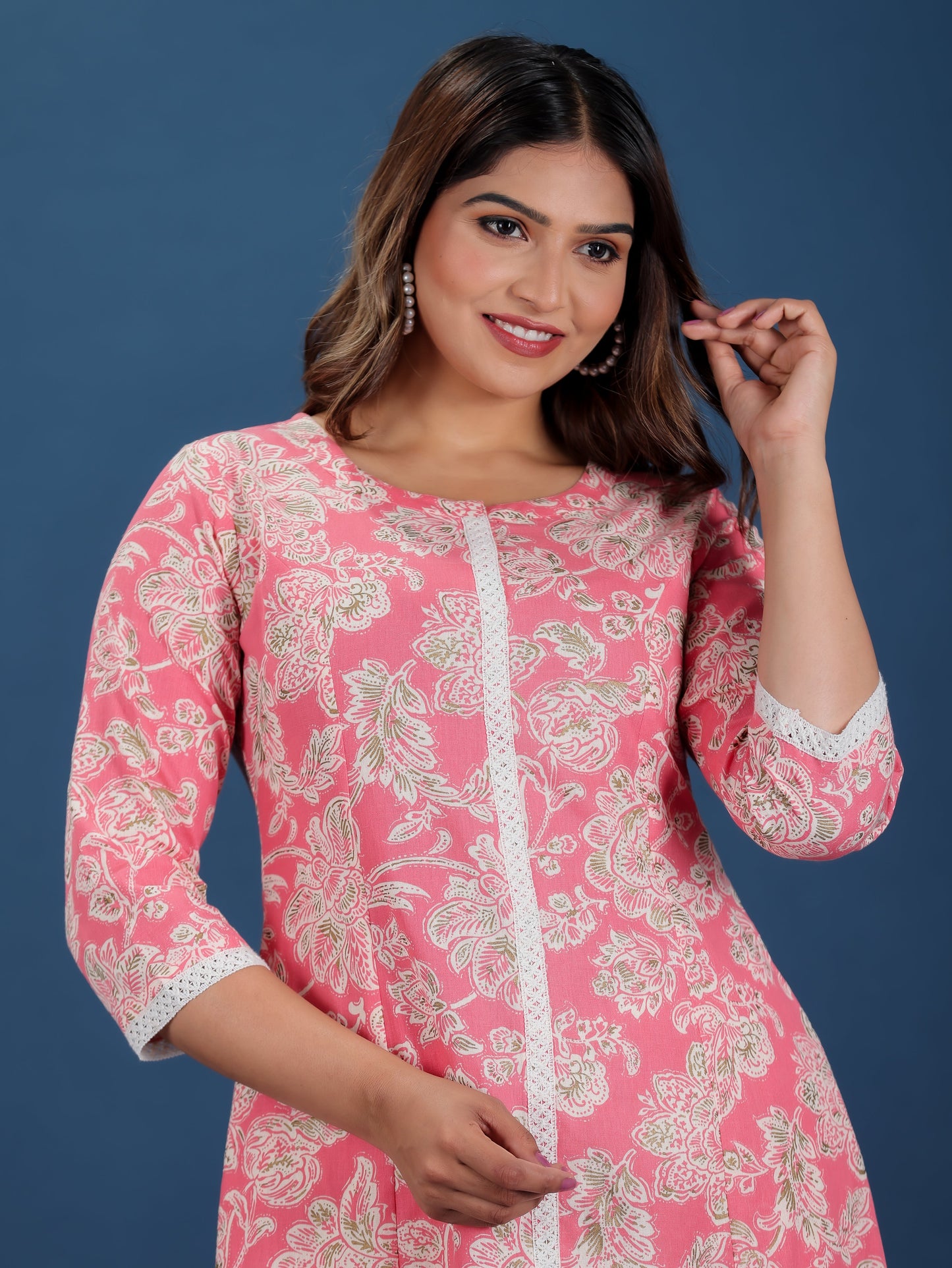 Linen Cotton Floral Kurta