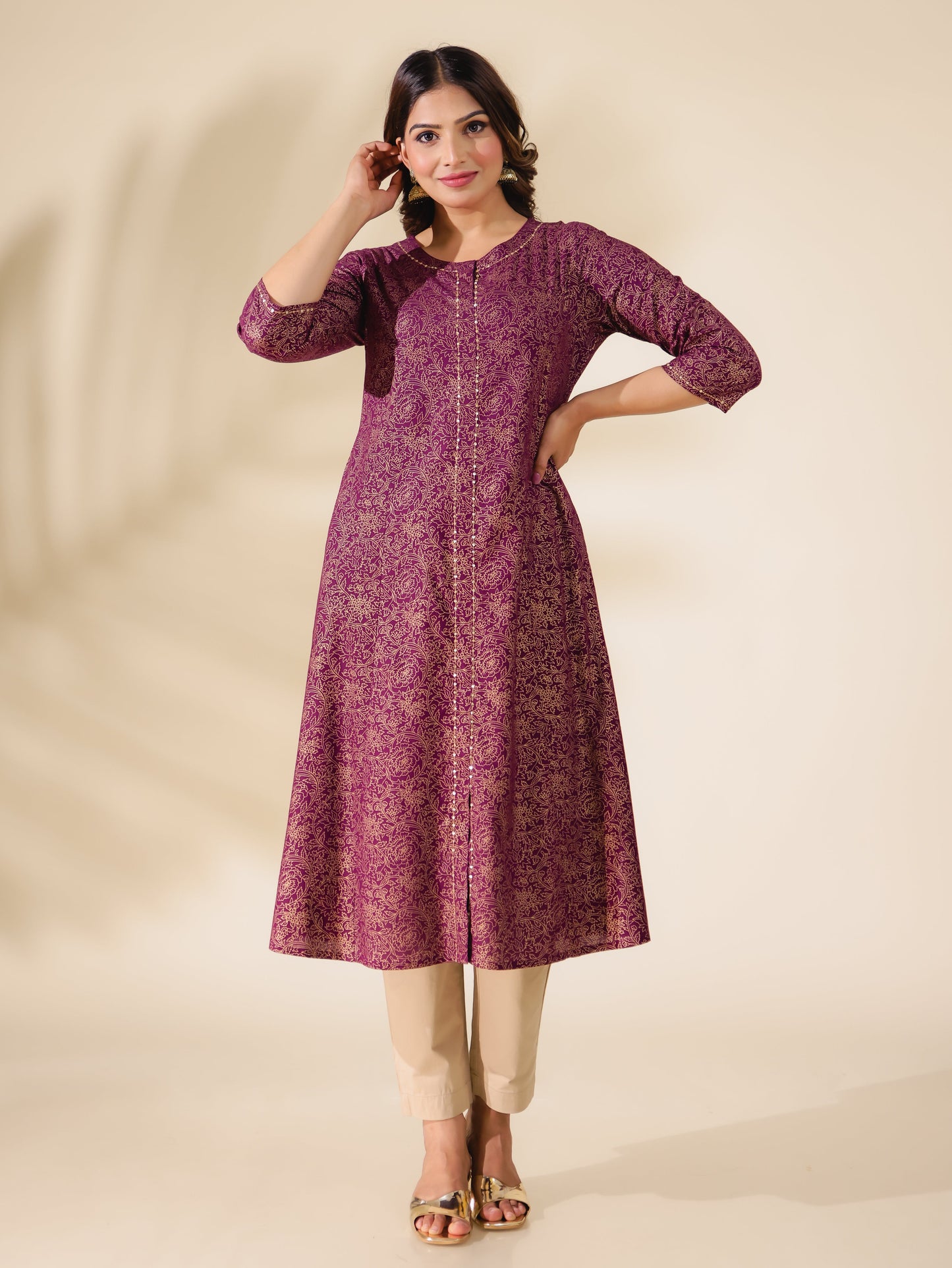 Viscose Gold foil Kurta