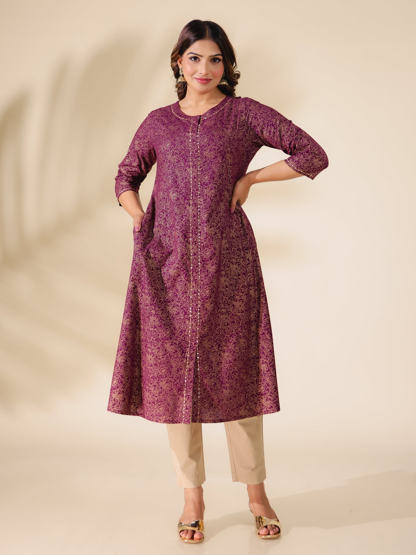 Viscose Gold foil Kurta