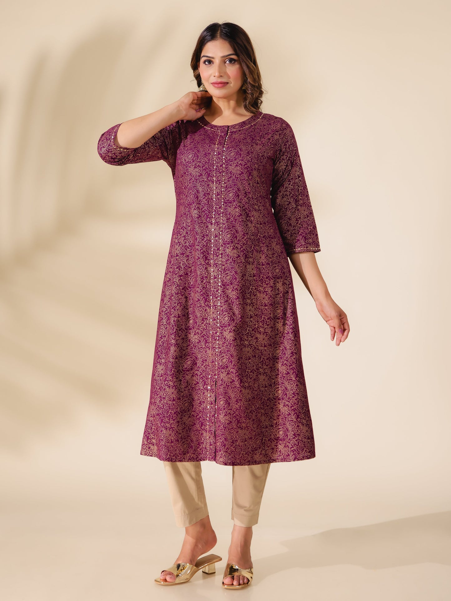 Viscose Gold foil Kurta