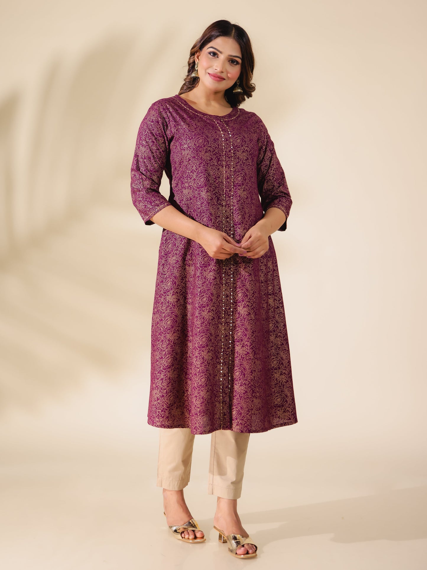 Viscose Gold foil Kurta