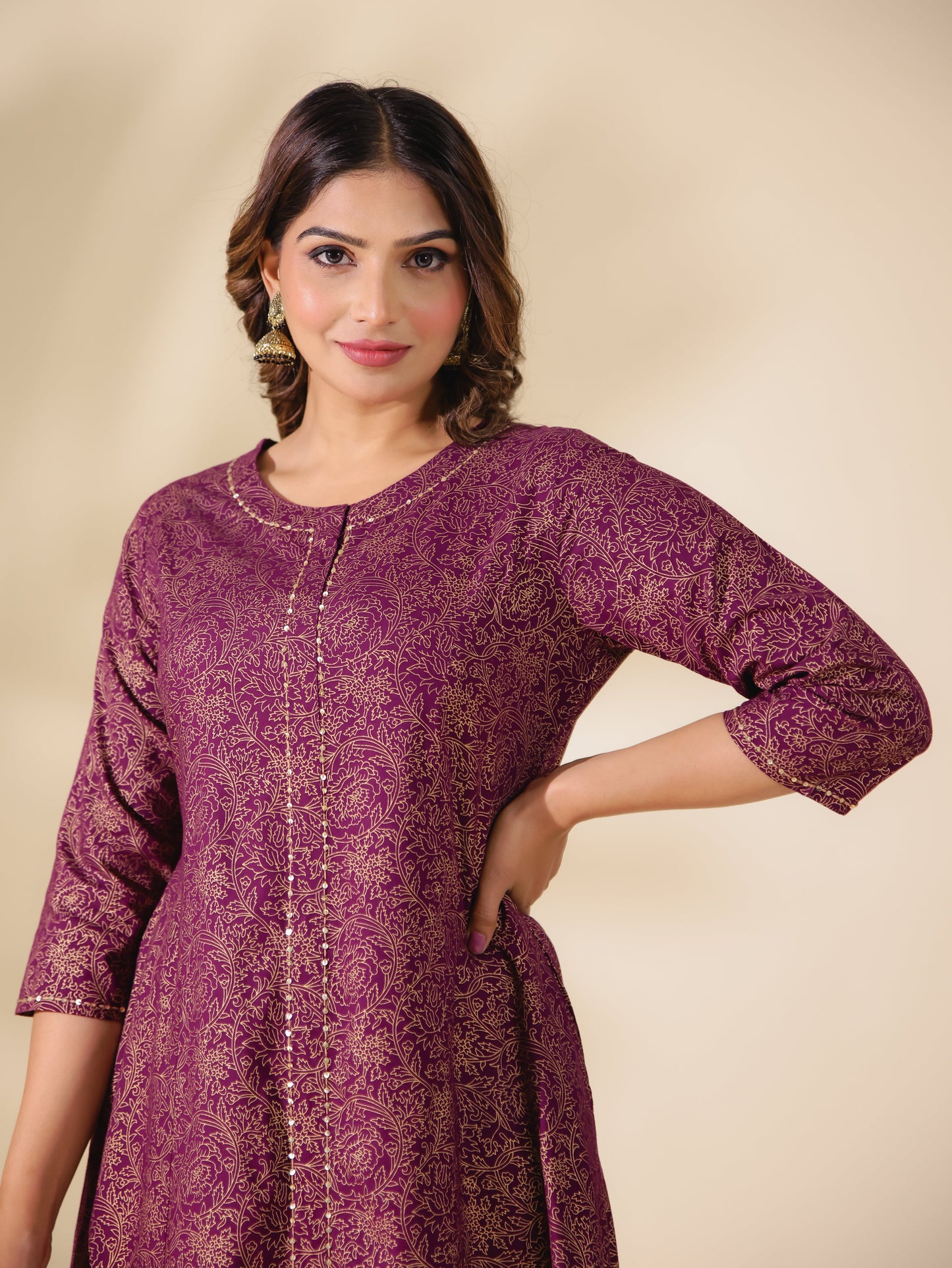 Viscose Gold foil Kurta