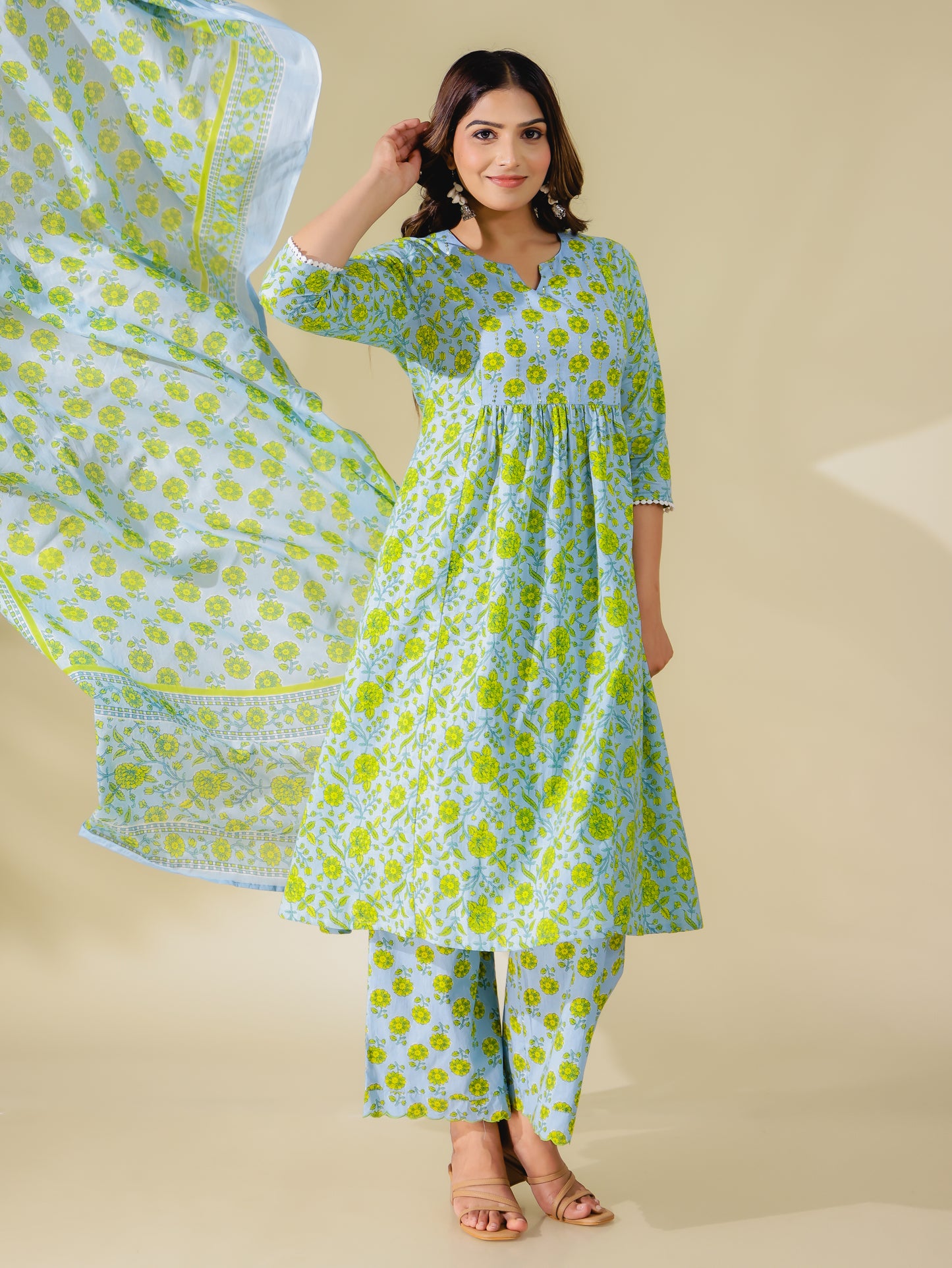 Soft Cotton Floral Kurta