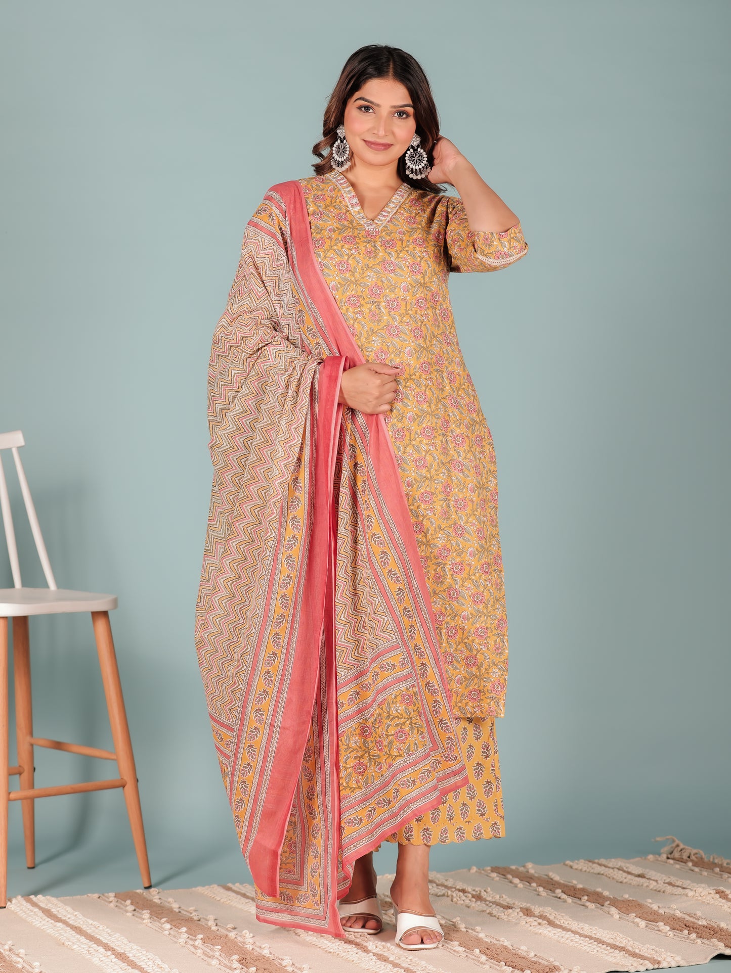 Voile Cotton Chevron Dupatta