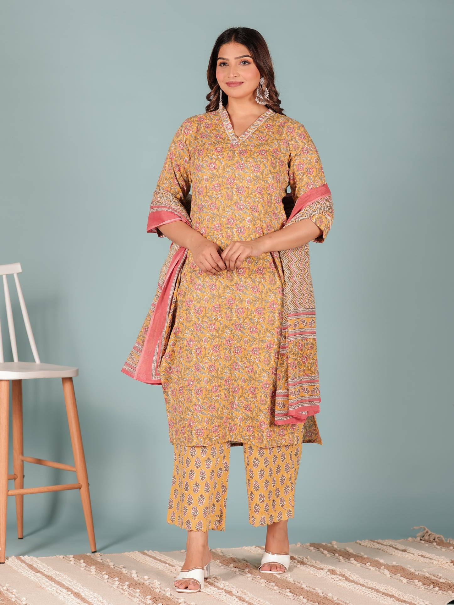 Soft Cotton Floral Kurta