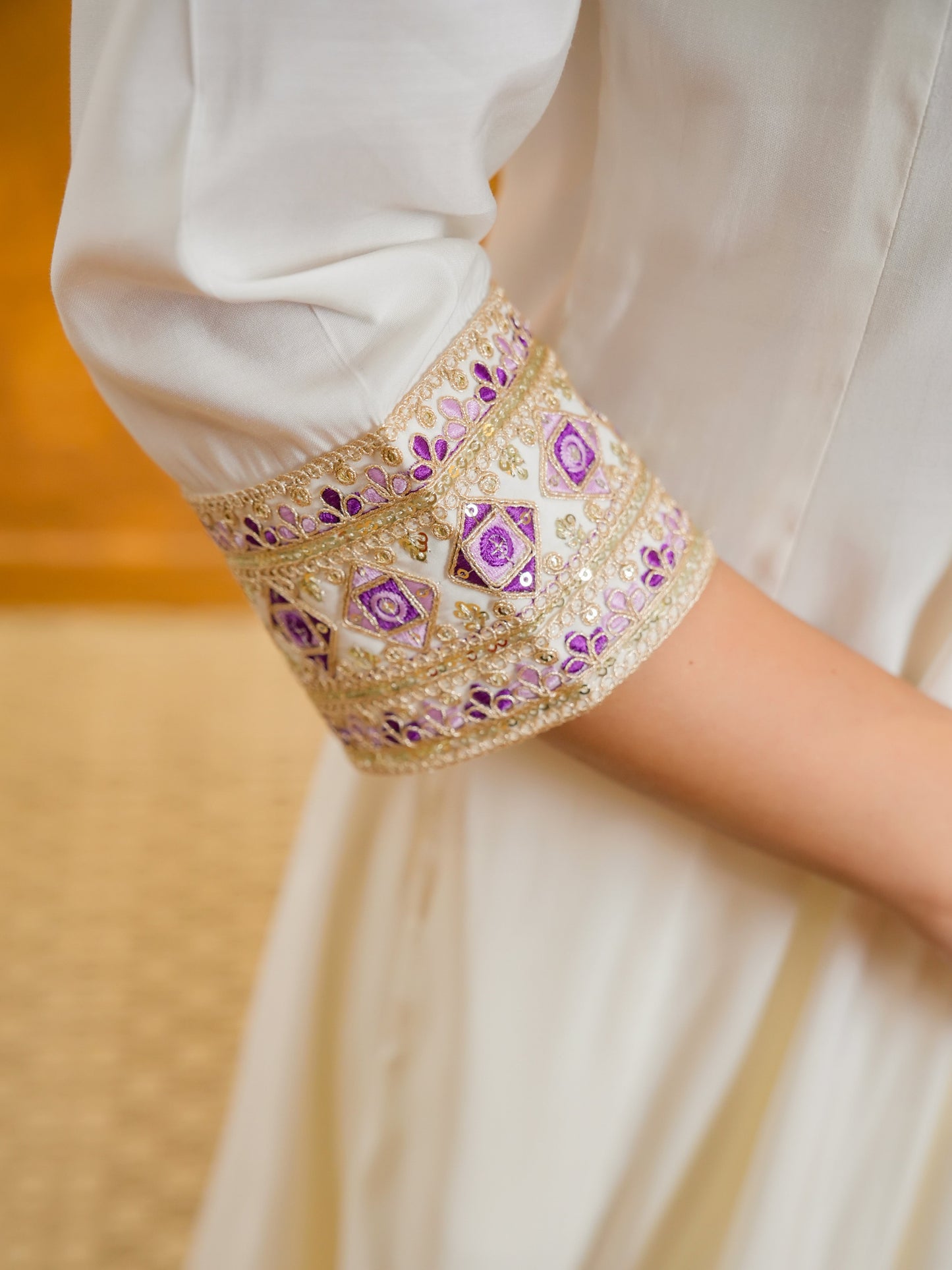 Embroidered Chanderi Solid Anarkali White Kurta