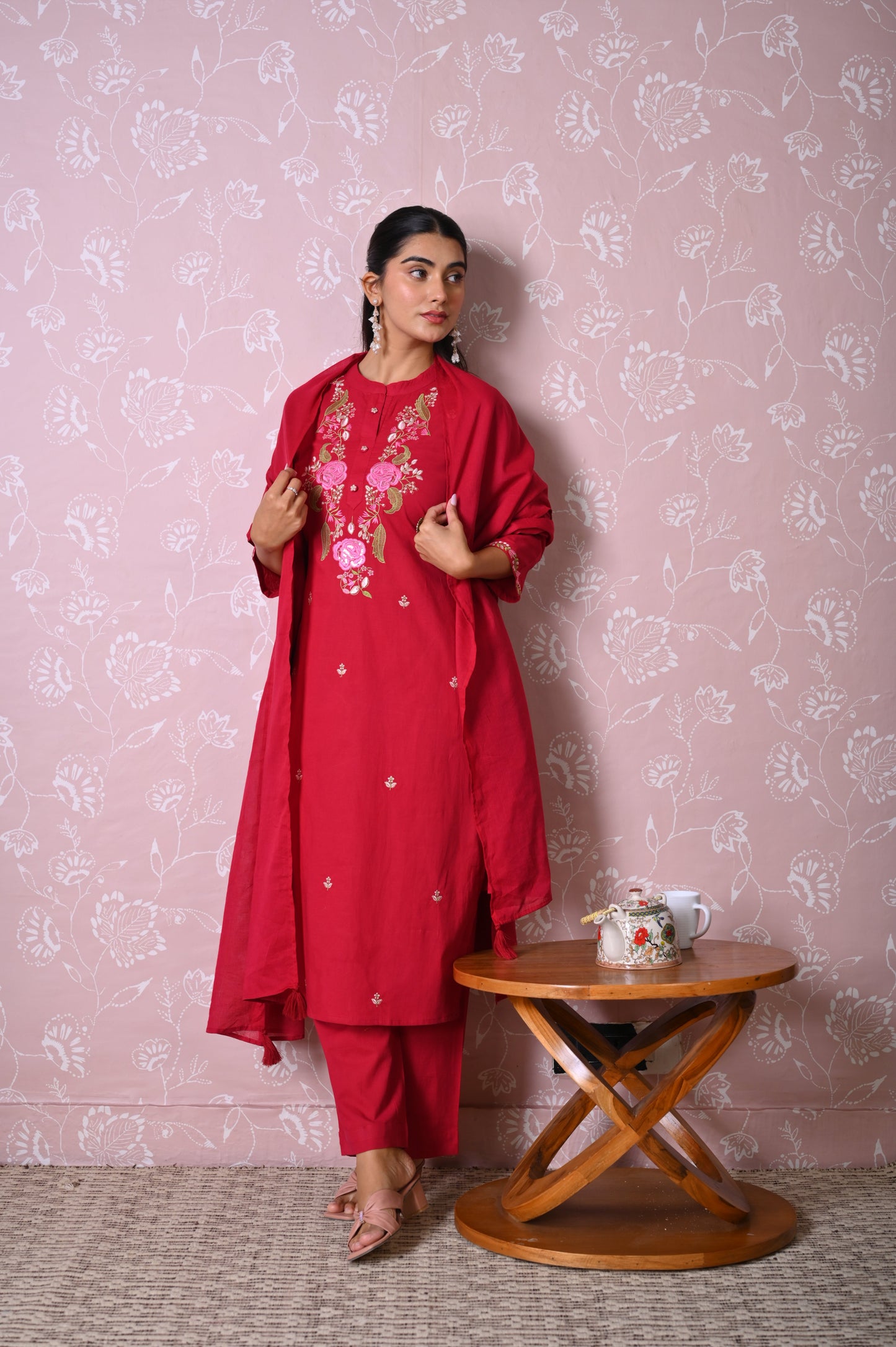 Cotton voile Solid Maroon Dupatta