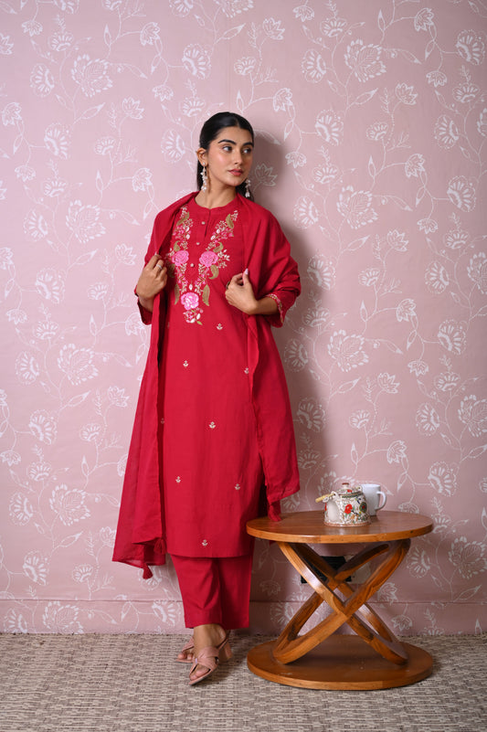 Cotton voile Solid Maroon Dupatta