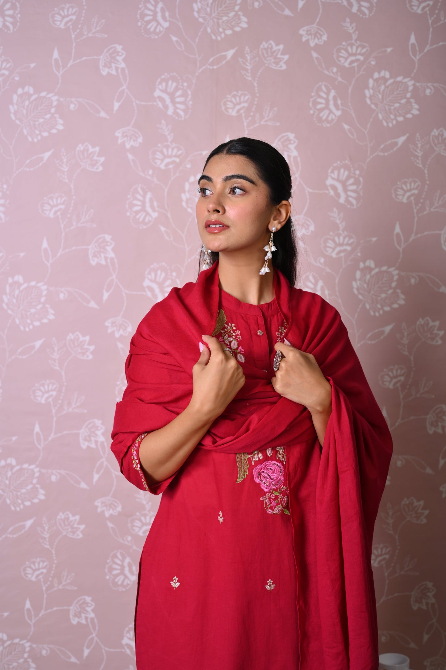 Cotton voile Solid Maroon Dupatta