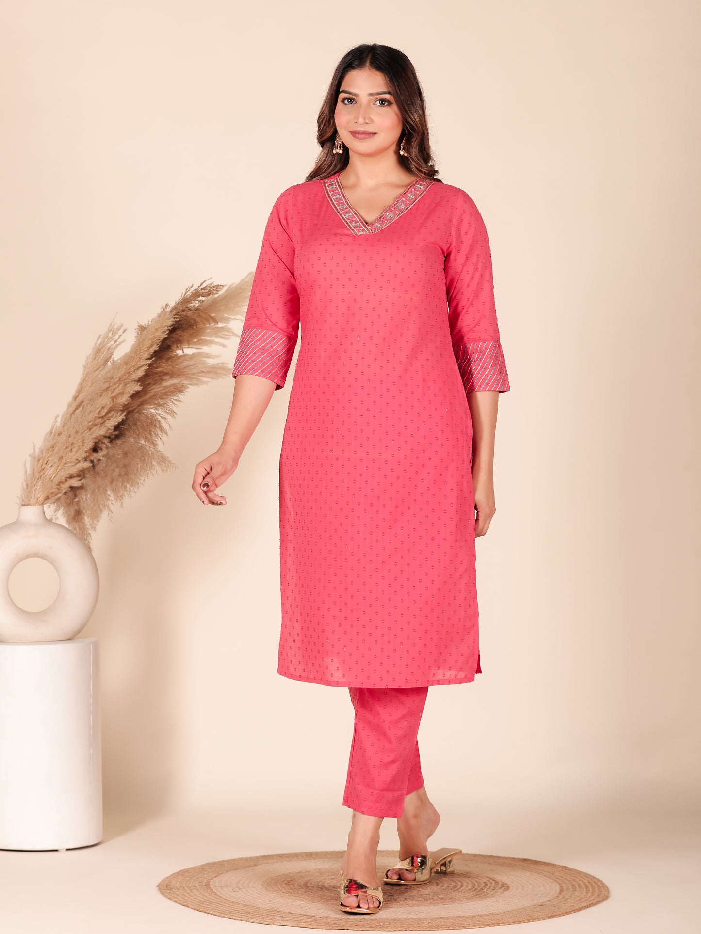 Textured Cotton Woven Design Kurta