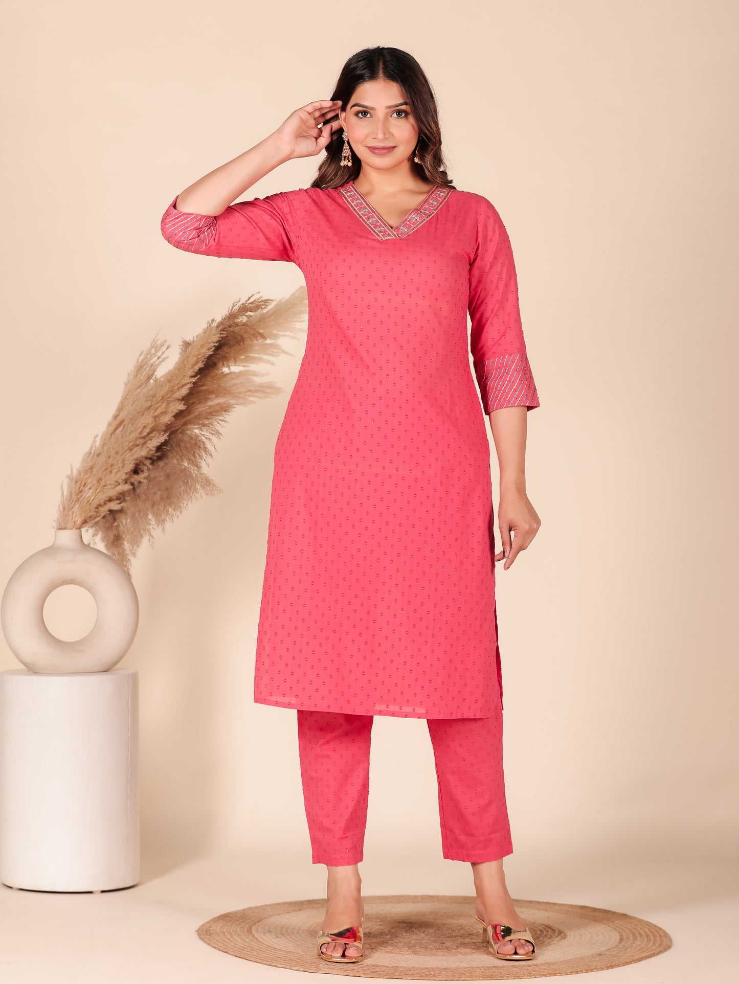 Textured Cotton Woven Design Kurta