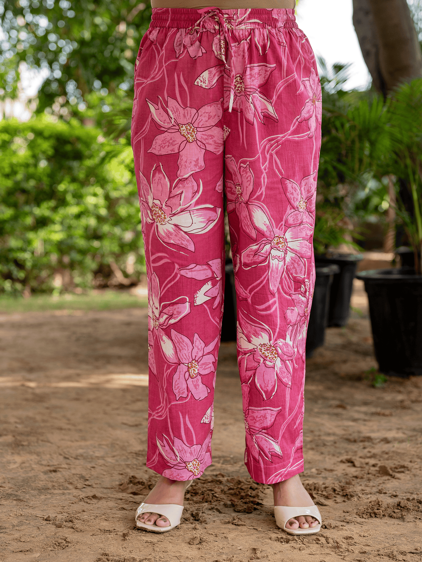 Soft cotton Floral Pink Palazzo