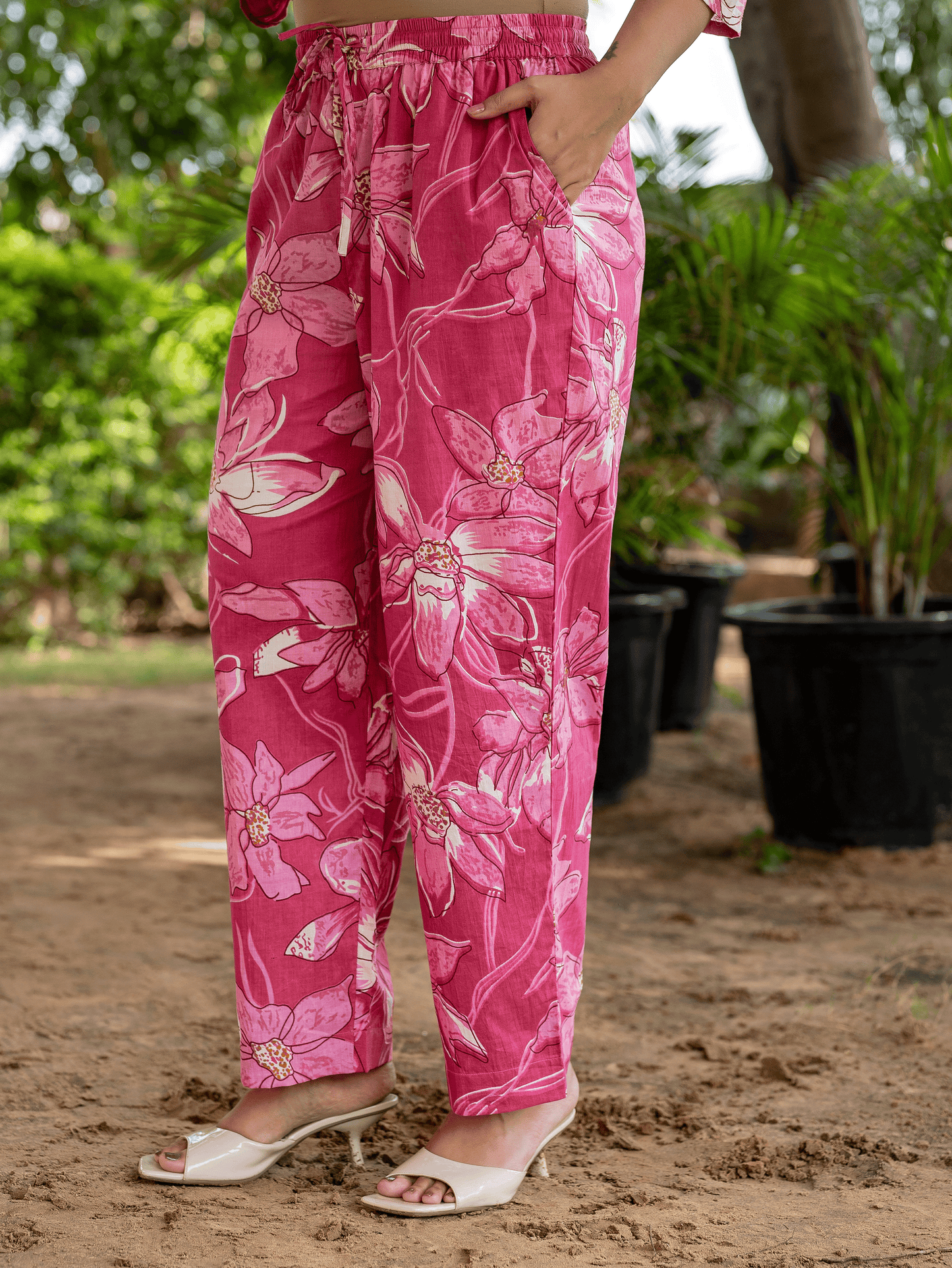 Soft cotton Floral Pink Palazzo