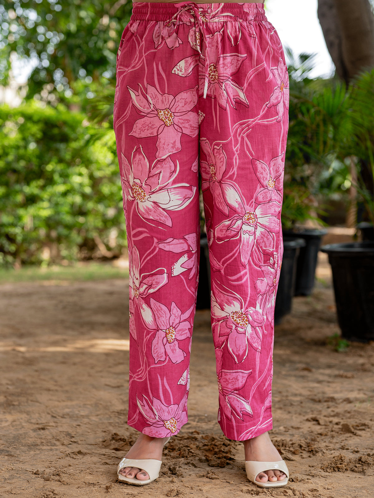 Soft cotton Floral Straight Pink Kurta