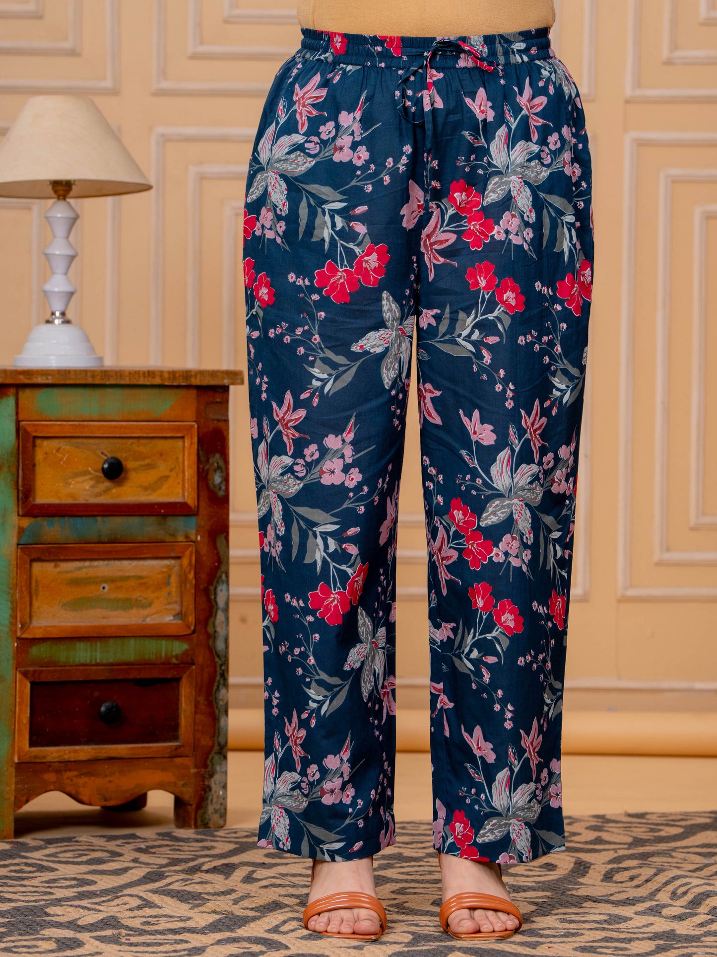 Soft Cotton Floral Blue Palazzo