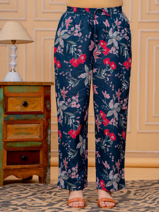 Soft Cotton Floral Blue Palazzo