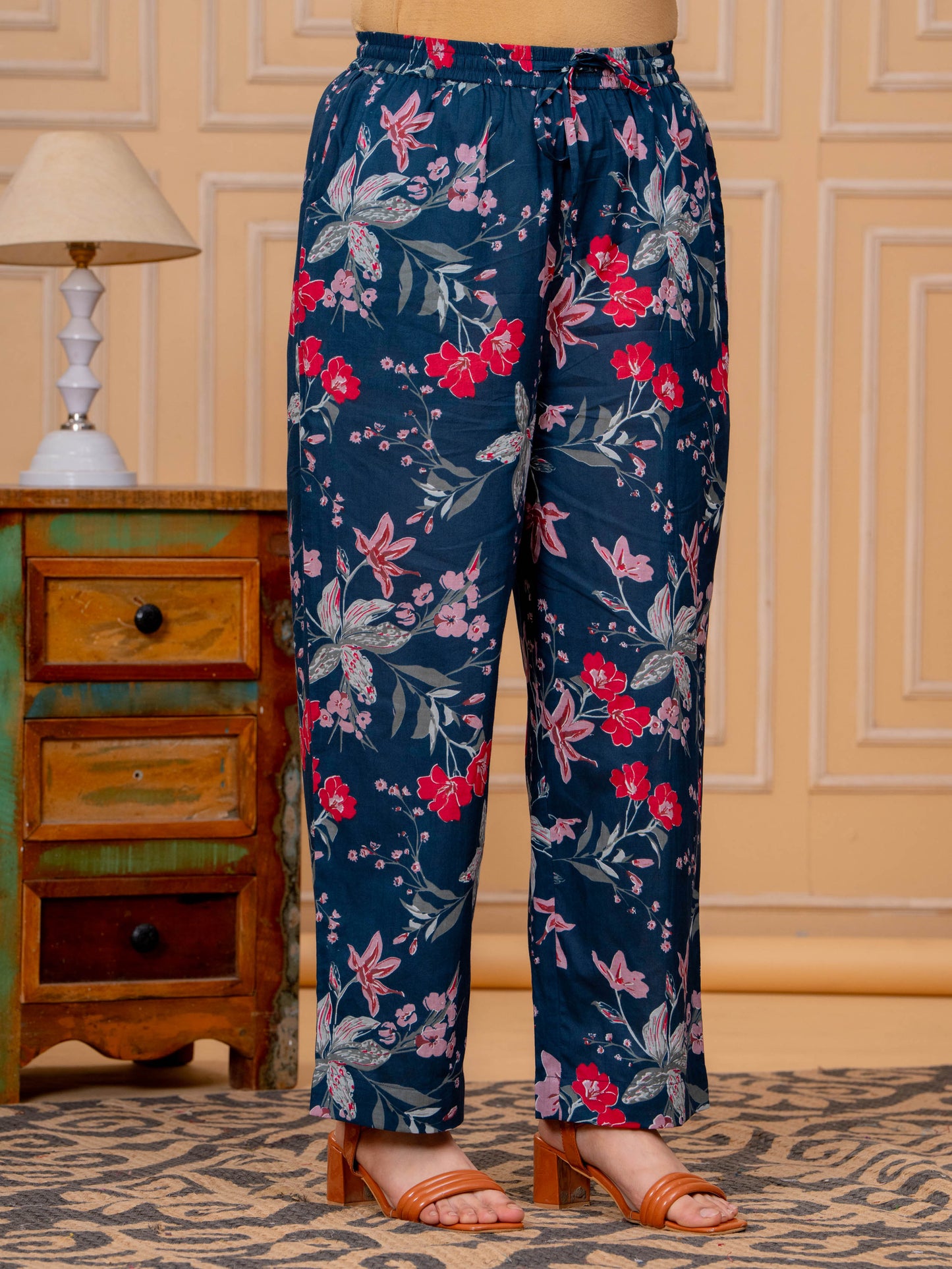 Soft Cotton Floral Blue Palazzo