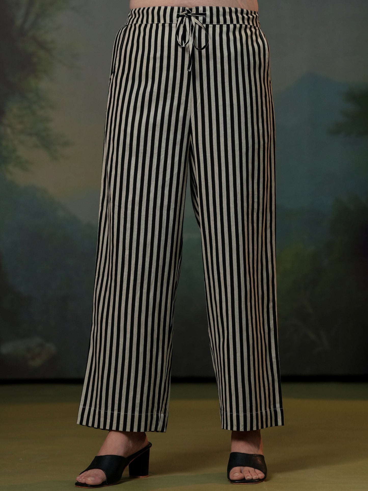 Linen cotton Striped Off White