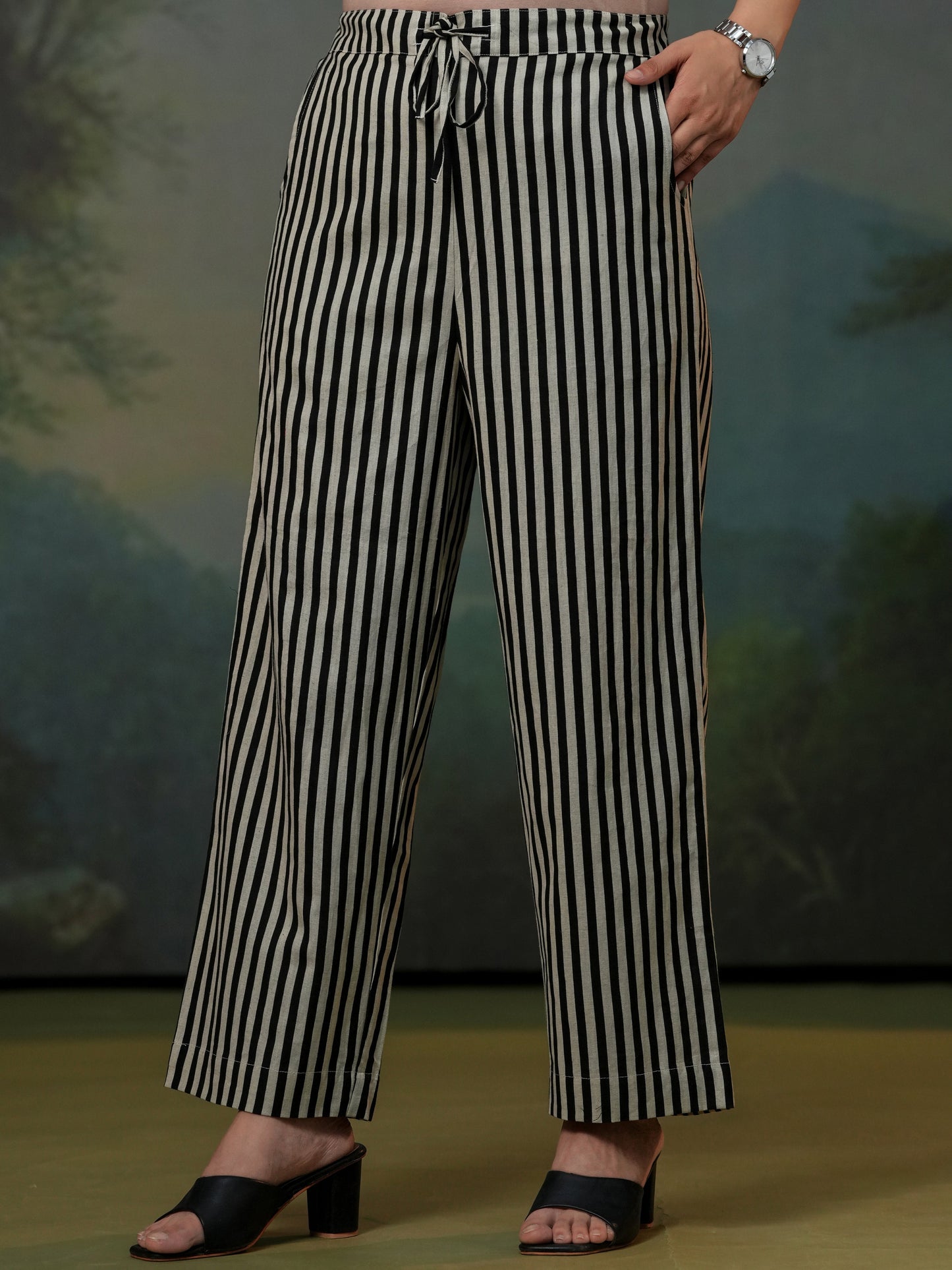 Linen cotton Striped Off White