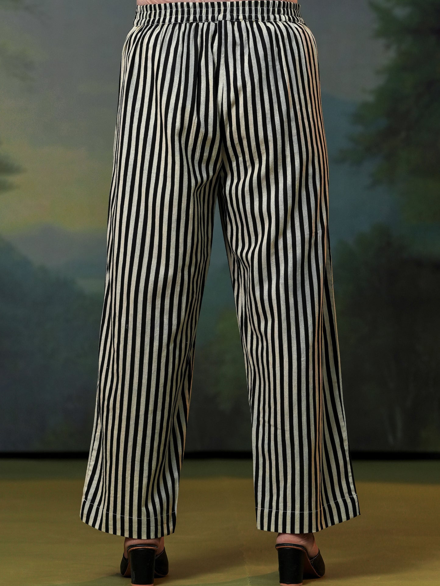 Linen cotton Striped Off White