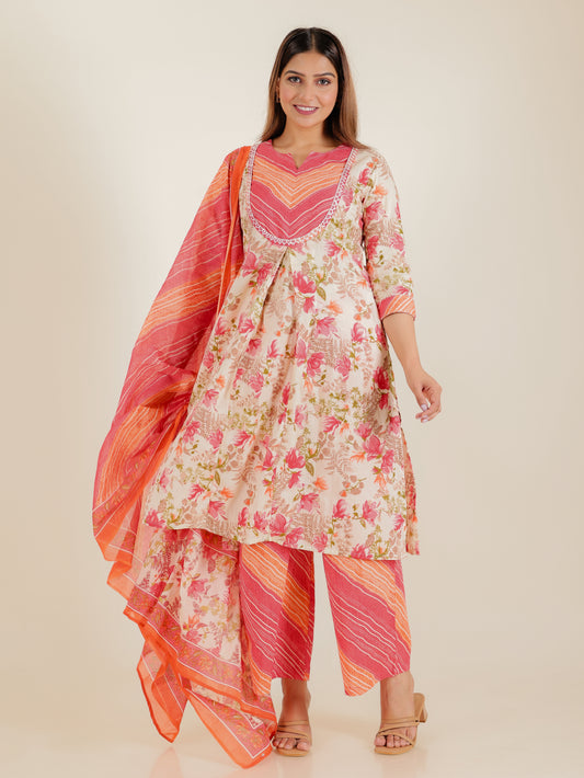 Voile Cotton Leheriya Multicolor Dupatta