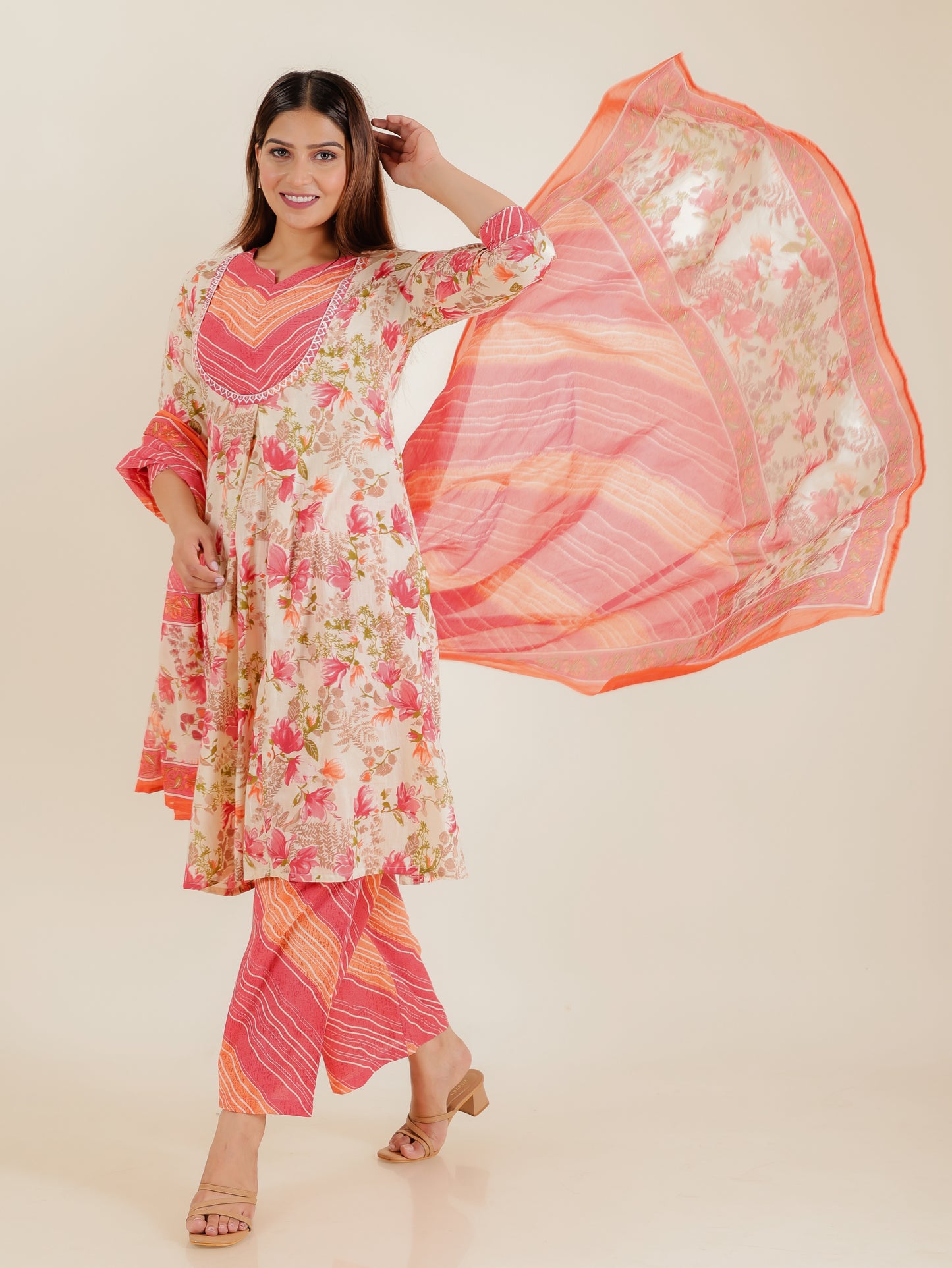 Voile Cotton Leheriya Multicolor Dupatta
