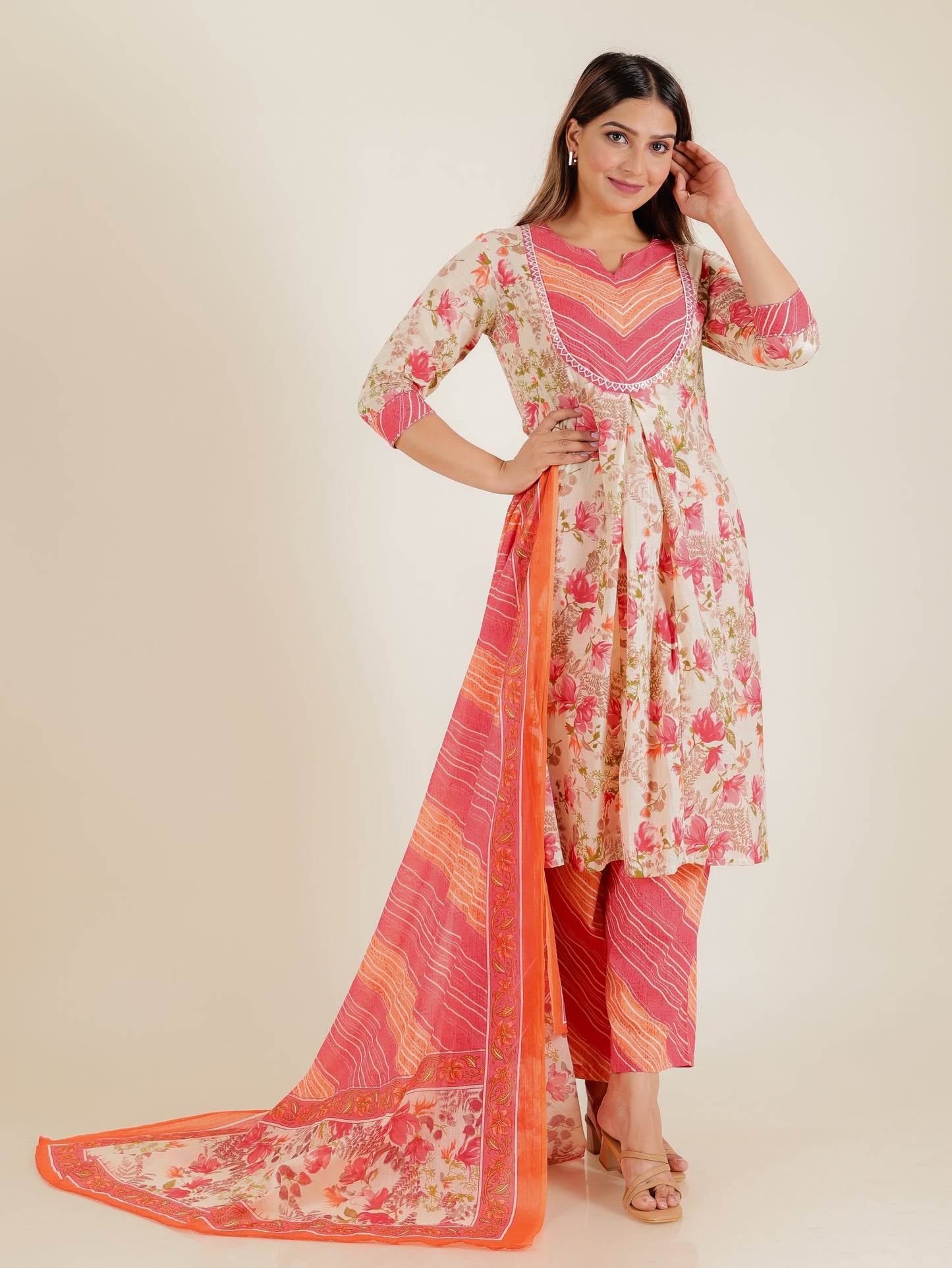 Voile Cotton Leheriya Multicolor Dupatta