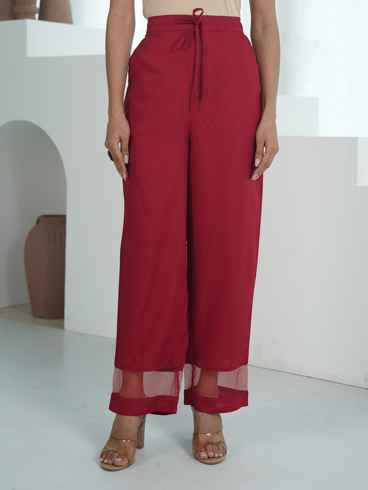 Embroidered Viscose Solid Straight Maroon Kurta