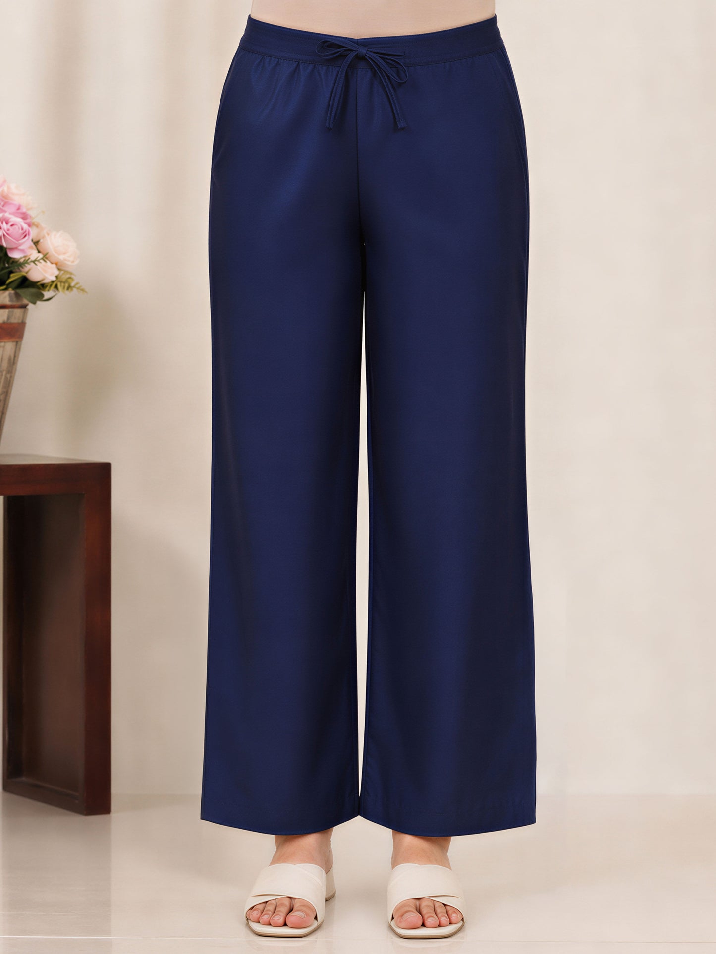 Chanderi Solid A-line Blue Kurta