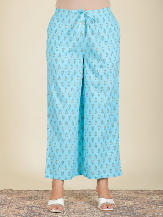 Soft Cotton Floral Blue Palazzo